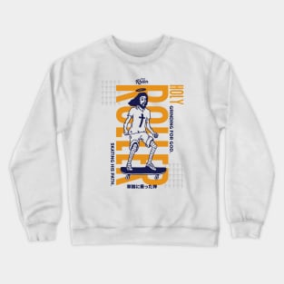 Funny Holy Roller Skateboarding Jesus // Grinding for God, Skating His Path // Christian Humor Jesus Joke Crewneck Sweatshirt